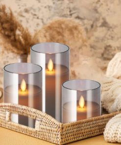 Bougies LED Grises Lot de 3