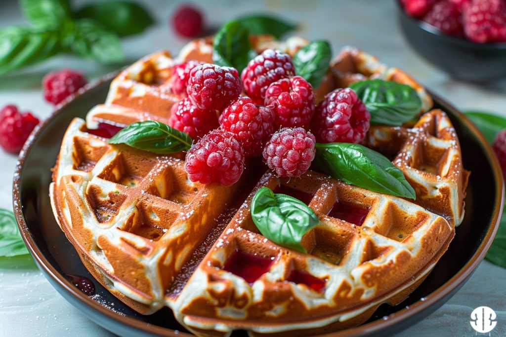 recette gaufre arc en ciel framboise basilic