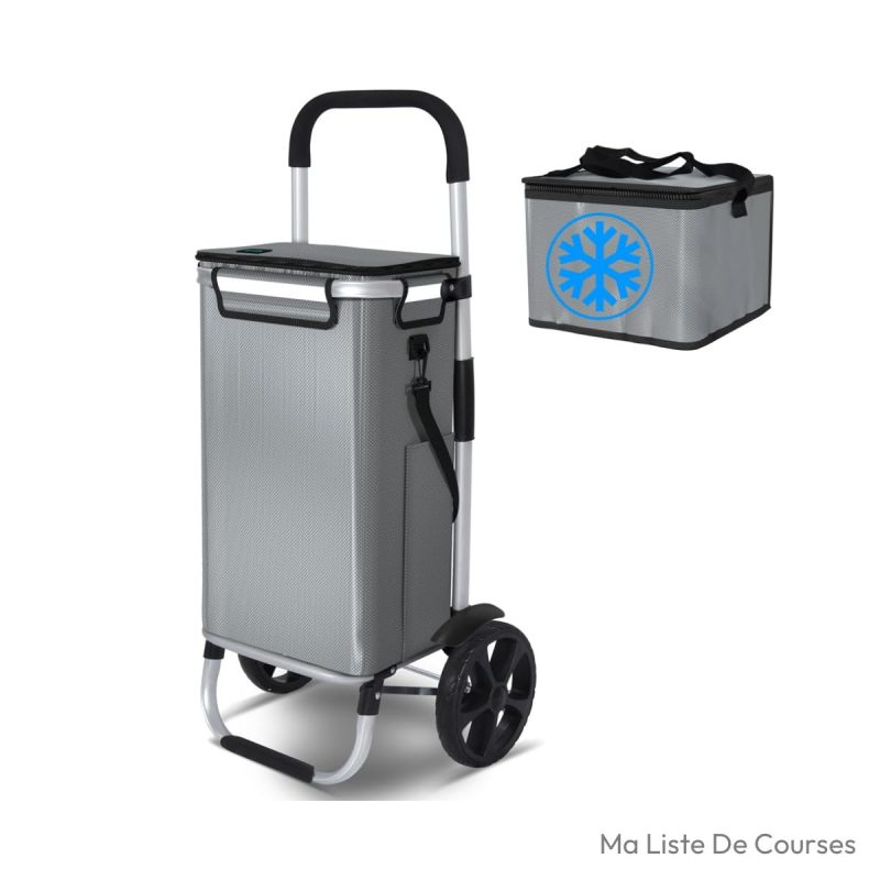 Caddie 2 roues VOUNOT aluminium pliable 58 L isotherme