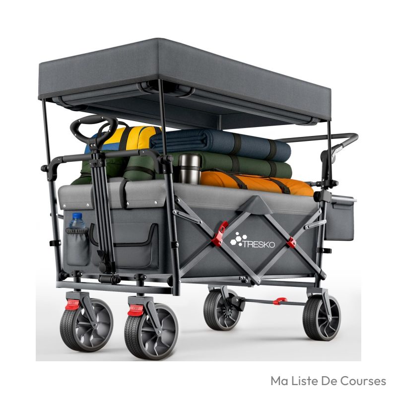 Caddie grande capacité TRESKO pliable isotherme avec toit 150 kg