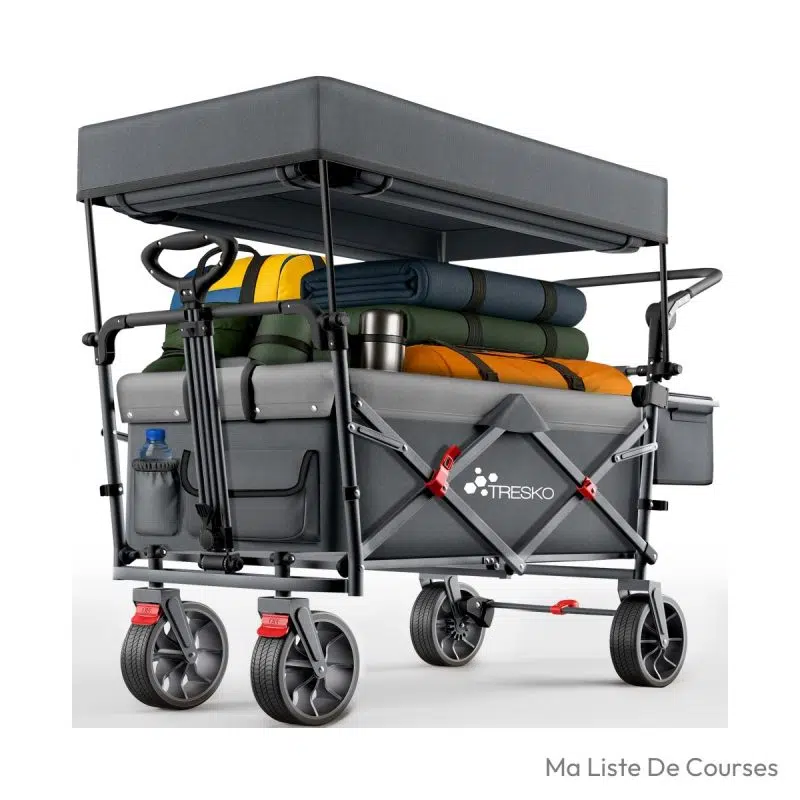 Caddie grande capacité TRESKO pliable isotherme avec toit 150 kg