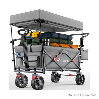 Chariot de courses design TRESKO pliable avec toit, compartiment réfrigéré 150 kg