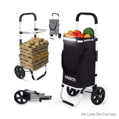 Chariot de courses mobilité réduite Arebos 3 en 1 isotherme 56L