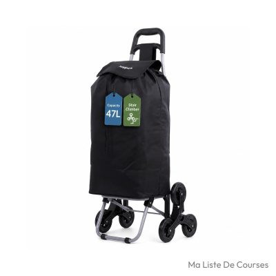 Chariot de courses monte-escalier Hoppa pliable 6 roues 47 L