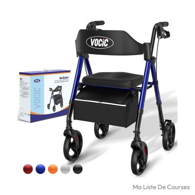 Chariot de courses personne âgée VOCIC rollator aluminium pliable 4 roues