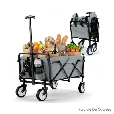 Chariot de courses pour senior pliable poignée réglable 60 kg