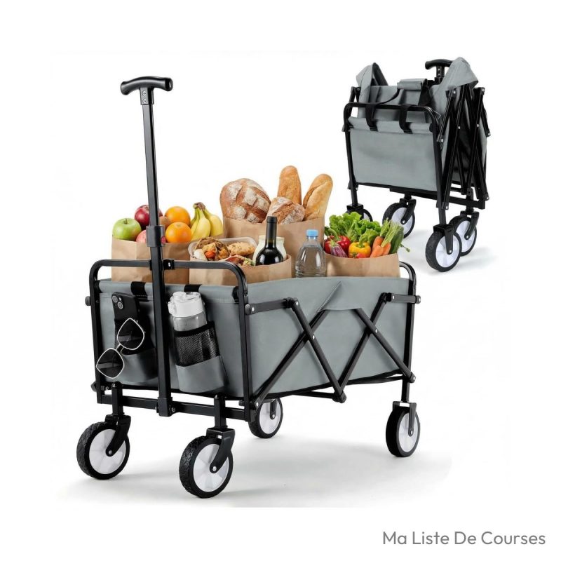 Chariot de courses pour senior pliable poignée réglable 60 kg