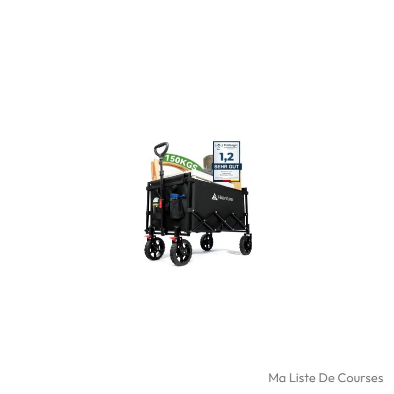 Chariot de courses robuste Hikenture Pliable 140L 150 kg Tout Terrain