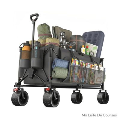 Chariot de courses solide JUMMICO 260L Roues Ballon Tout-Terrain