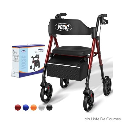 Déambulateur caddie VOCIC pliable avec siège, roues 20 cm tout terrain