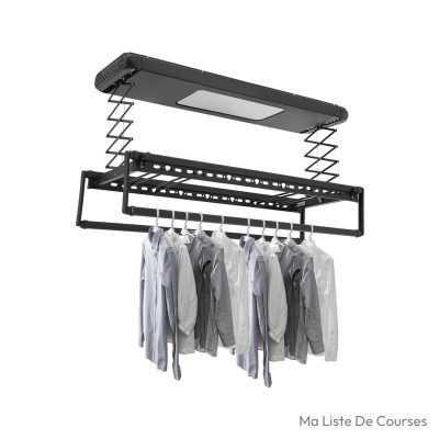 Étendoir à linge plafond 8 tiges horizontales 2 amovibles 35 kg