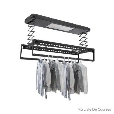 Étendoir à linge plafond 8 tiges horizontales 2 amovibles 35 kg