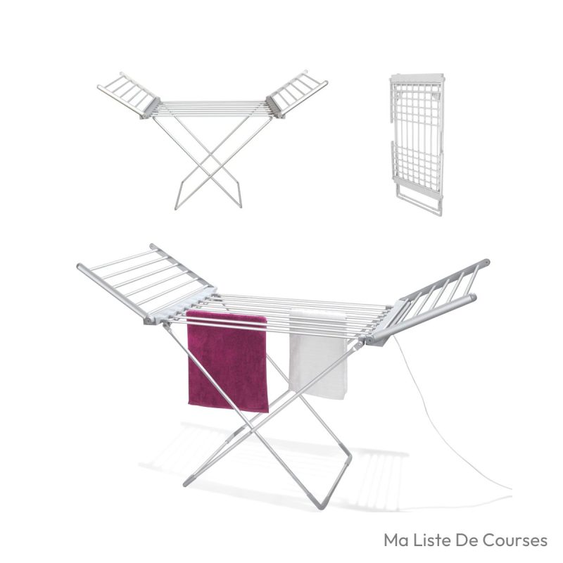 Étendoir électrique Fishtec 18 barres 11,3 m aluminium pliable