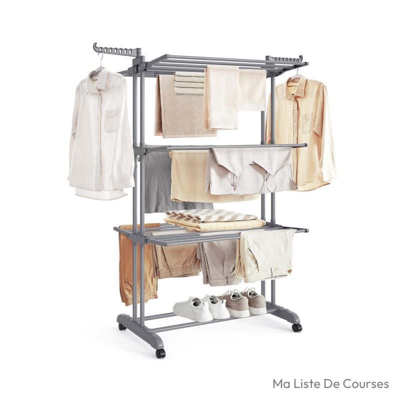 Séchoir à linge intérieur SONGMICS LLR701G01 4 niveaux 63,5 x 128 x 173 cm