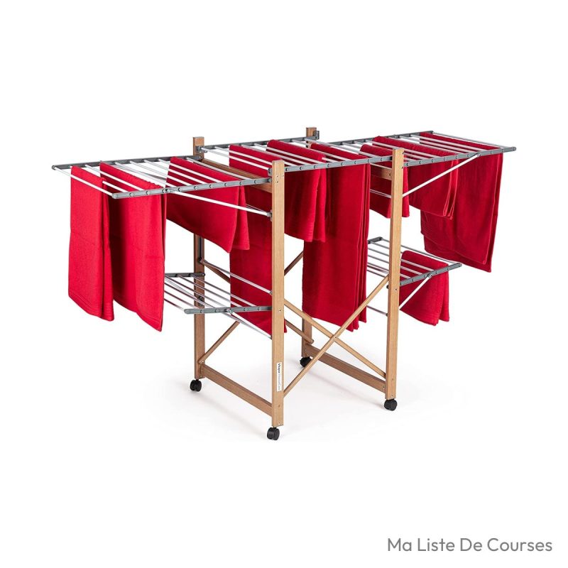 Séchoir bois VITAPUR XXL 2 niveaux 21 m avec roulettes