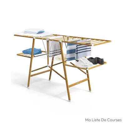 Séchoir en bois Vounot pliable XL 165×56×90 cm 20 m