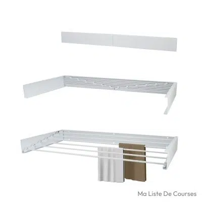 Séchoir mural aluminium thermolaqué blanc 100 cm – 6 m de séchage